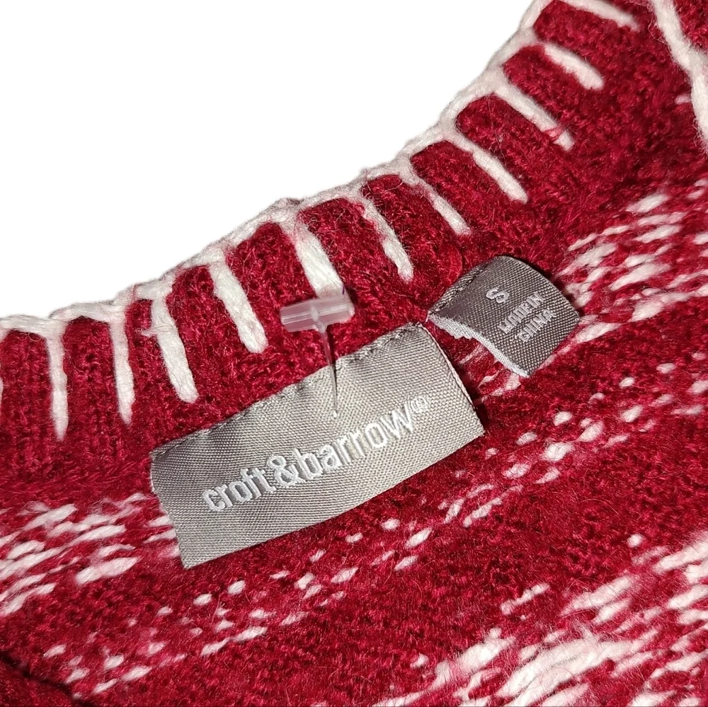 Vintage Red And White Norwegian Fair Isle Polar Bear Knit Sweater With Zipper